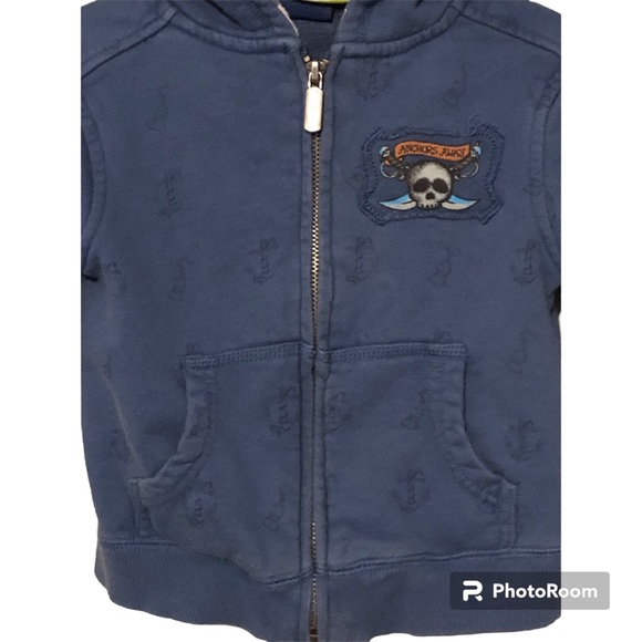 Disney Captain Bones Anchors Away Toddler Nautical Zip Up Hoodie Size 2T - Picture 2 of 9
